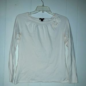 East 5th White Long Sleeve T-shirt w flower design
